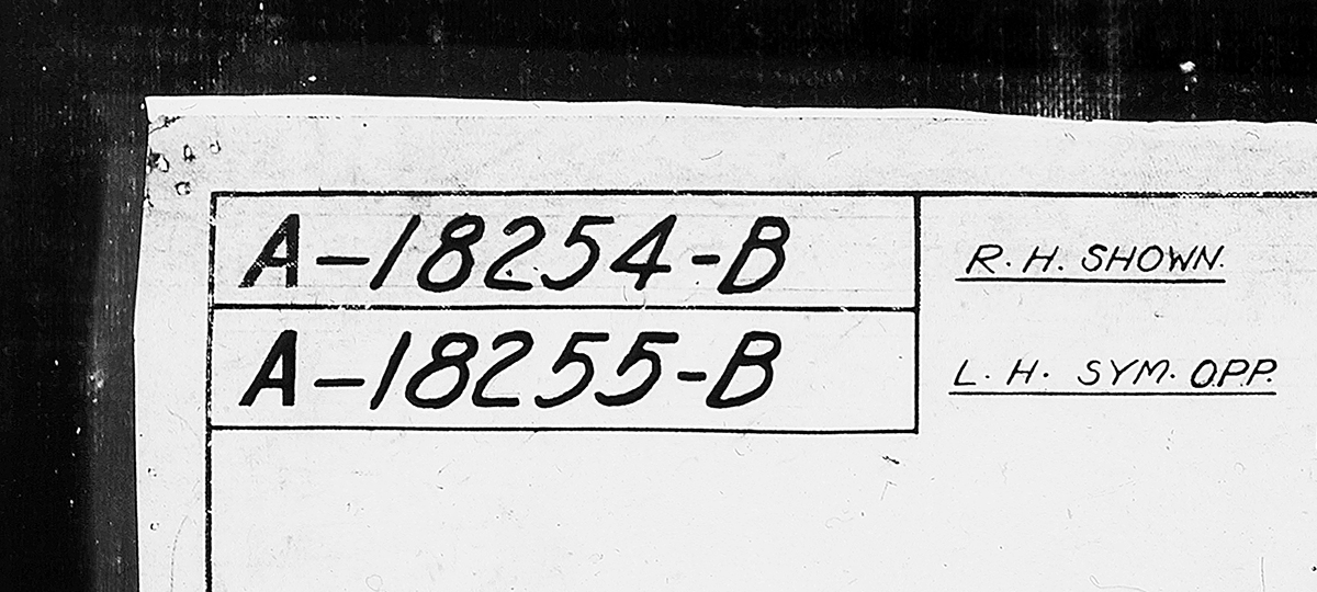 Handwritten text reading in part “A-18254-B” followed by “A-18255-B” 