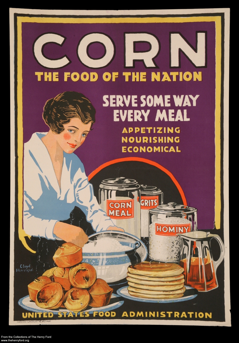 World War I Poster, "Corn, the Food of the Nation," 1918