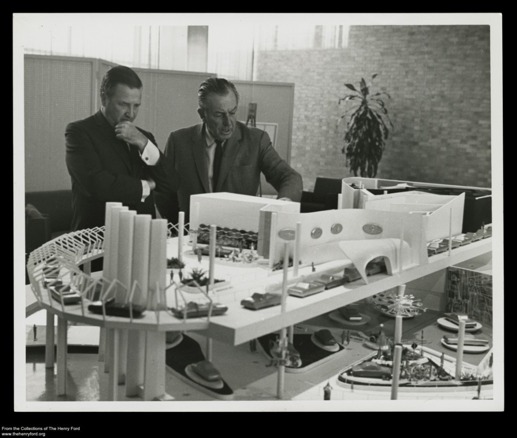 Henry Ford II and Walt Disney in 1962 with Model of the Ford Pavilion for the 1964-1965 New York World's Fair