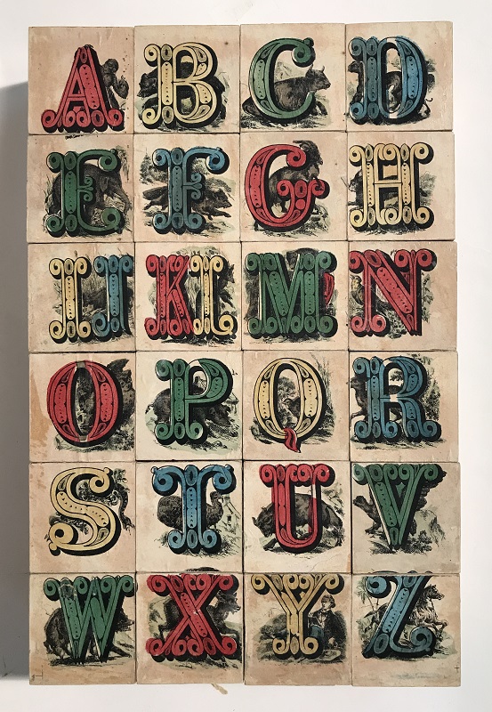Alphabet side of the picture blocks Set of blocks arranged together to display the alphabet in elaborate letters