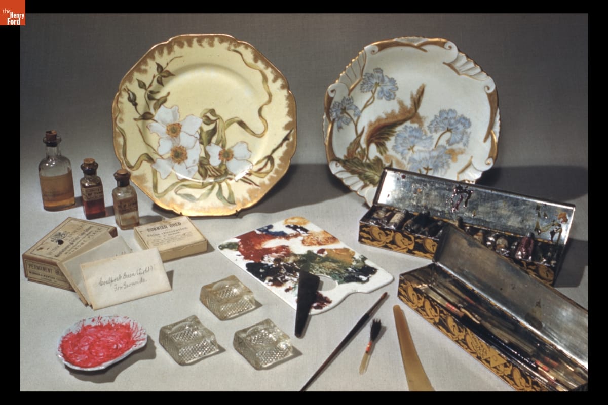 China Painting Kit and Painted Porcelain Plates China Painting Kit and Painted Porcelain Plates