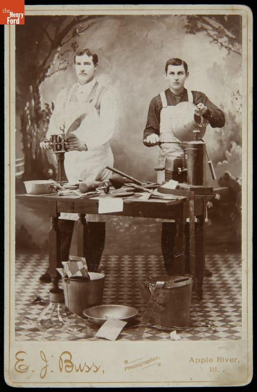 Tinsmiths with Their Work Tools, circa 1875