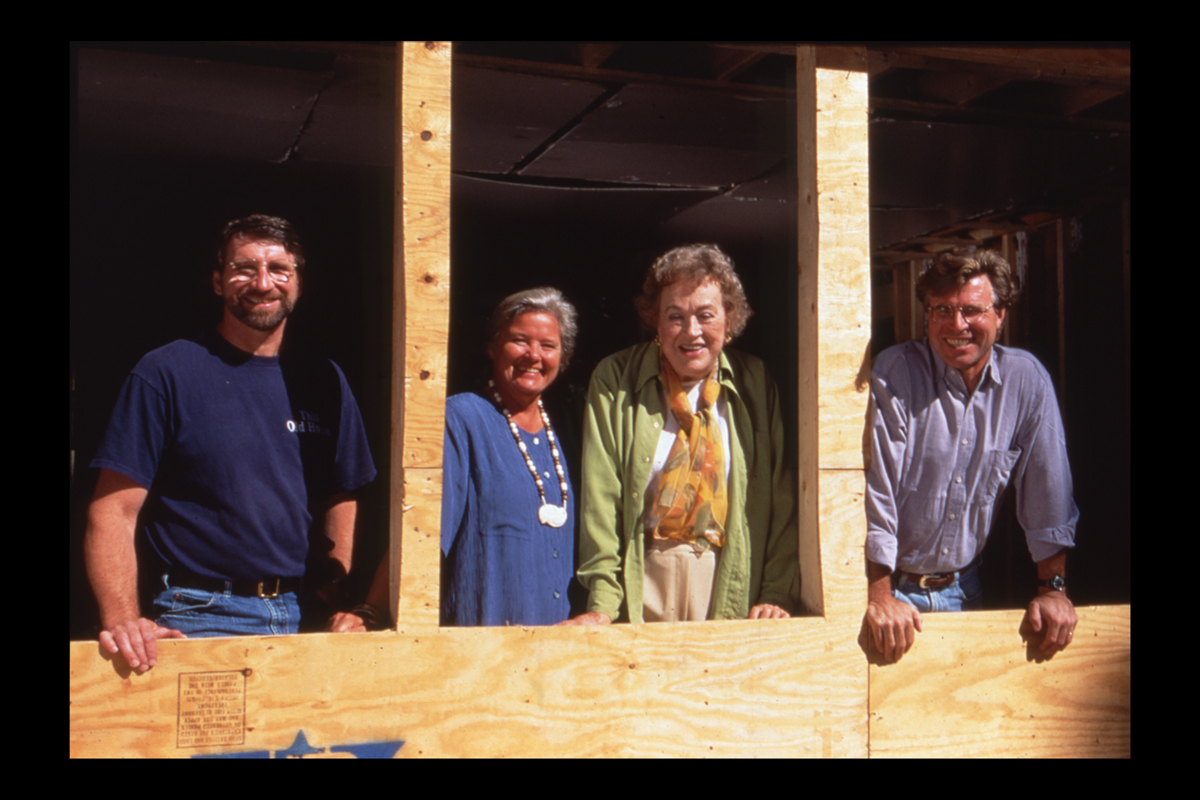 Norm Abram, Marian Morash, Julia Child, and Steve Thomas in Promotional Image for This Old House: Milton 1998