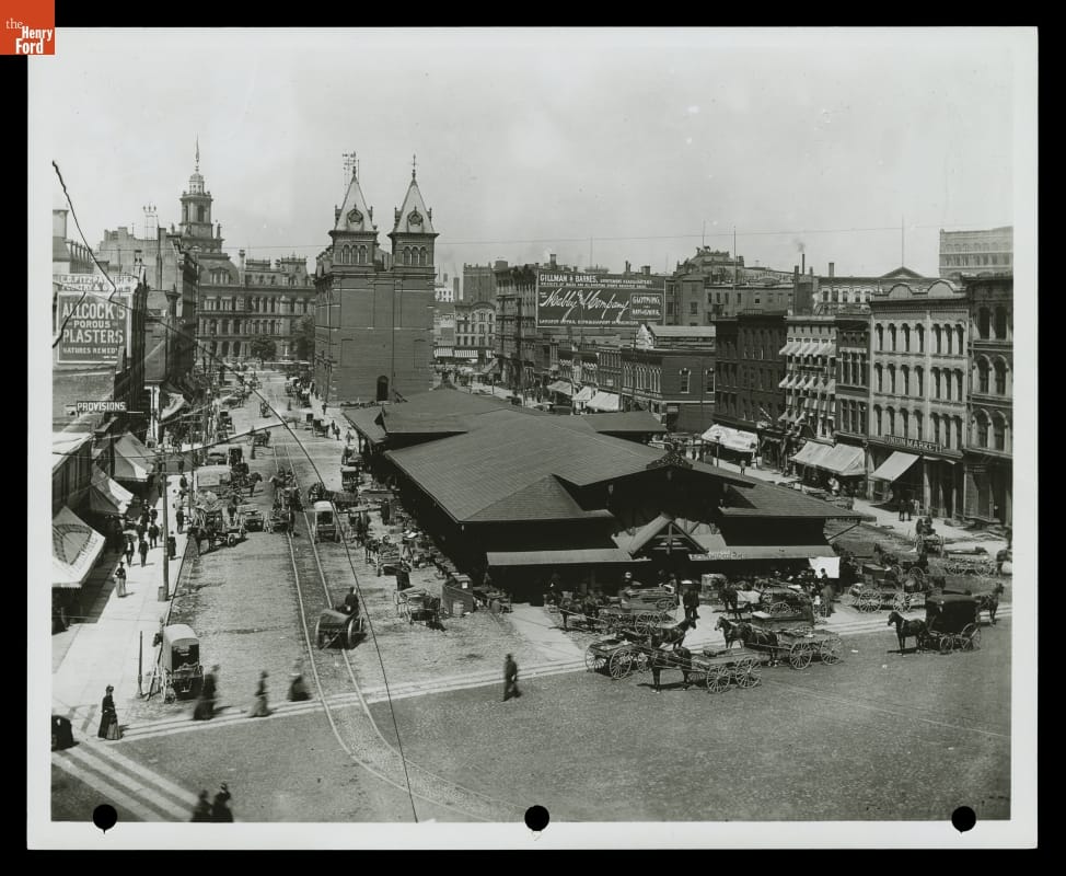 thf96803 Central Market in Downtown Detroit, Michigan, circa 1890